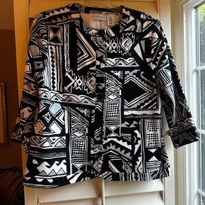 Alfred Dunner Black & White Cropped Blazer Women's 12